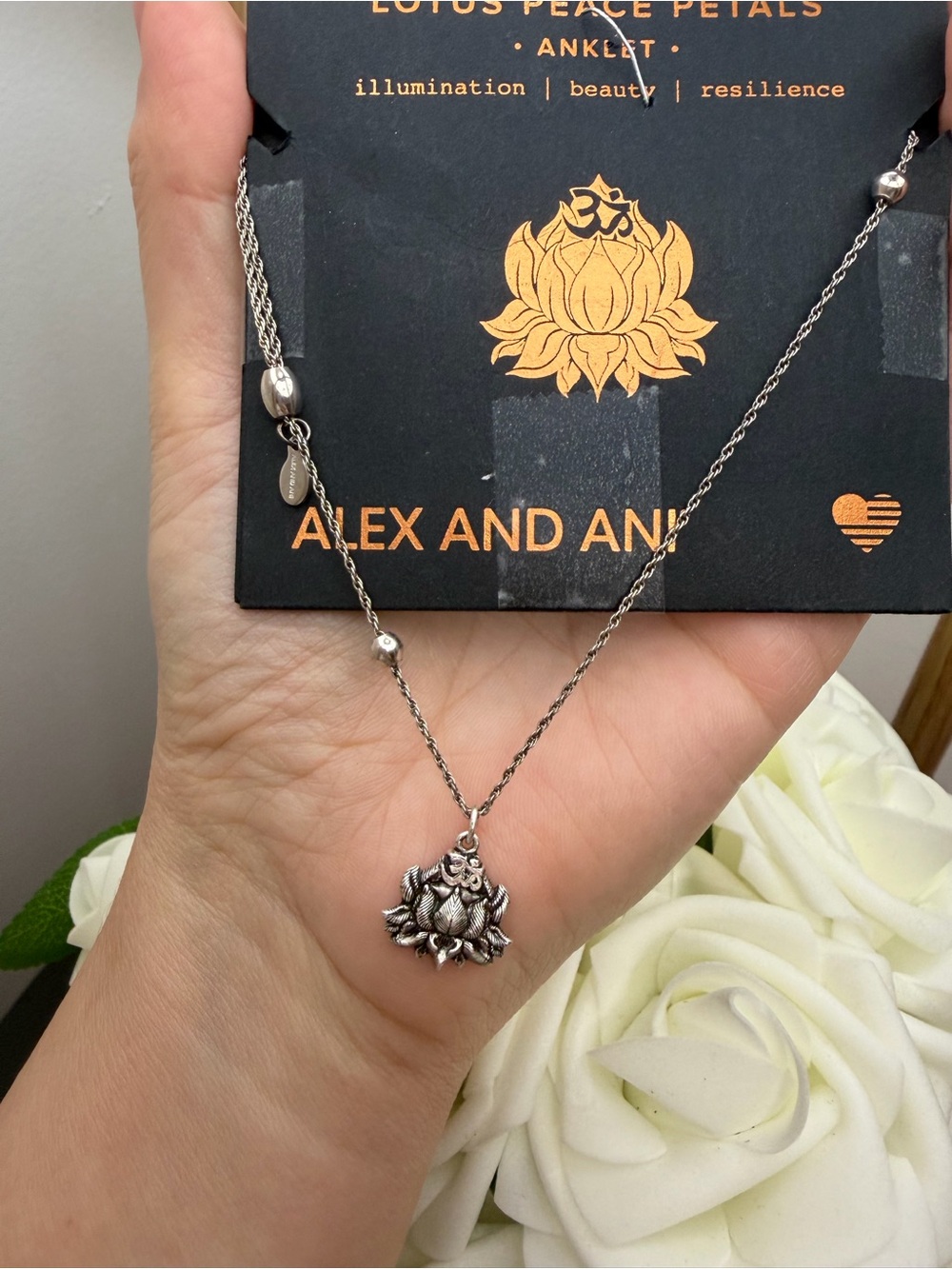 Alex and Ani Silver Lotus Pendant Necklace